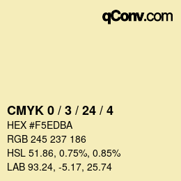 Farbcode: CMYK 0 / 3 / 24 / 4 | qconv.com