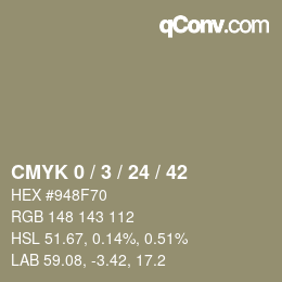 カラーコード: CMYK 0 / 3 / 24 / 42 | qconv.com