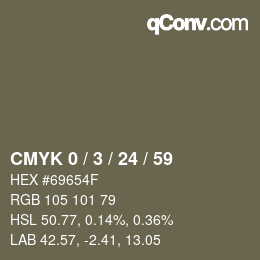 カラーコード: CMYK 0 / 3 / 24 / 59 | qconv.com