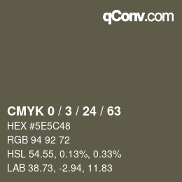 カラーコード: CMYK 0 / 3 / 24 / 63 | qconv.com