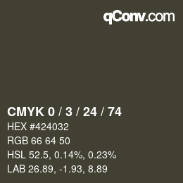カラーコード: CMYK 0 / 3 / 24 / 74 | qconv.com