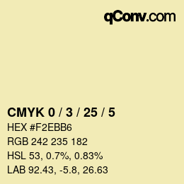 Farbcode: CMYK 0 / 3 / 25 / 5 | qconv.com