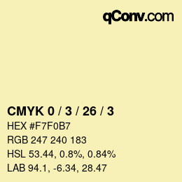 カラーコード: CMYK 0 / 3 / 26 / 3 | qconv.com