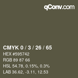 カラーコード: CMYK 0 / 3 / 26 / 65 | qconv.com