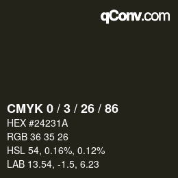 カラーコード: CMYK 0 / 3 / 26 / 86 | qconv.com