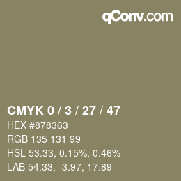カラーコード: CMYK 0 / 3 / 27 / 47 | qconv.com