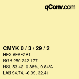 Color code: CMYK 0 / 3 / 29 / 2 | qconv.com
