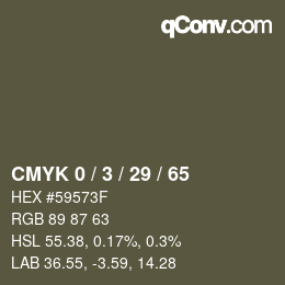 カラーコード: CMYK 0 / 3 / 29 / 65 | qconv.com