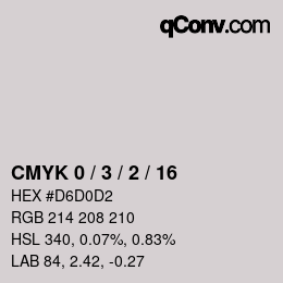 Code couleur: CMYK 0 / 3 / 2 / 16 | qconv.com