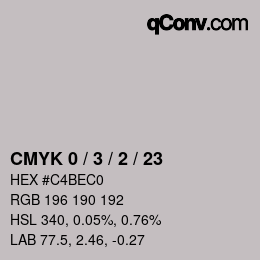 カラーコード: CMYK 0 / 3 / 2 / 23 | qconv.com