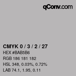 カラーコード: CMYK 0 / 3 / 2 / 27 | qconv.com