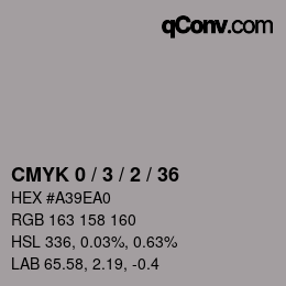 カラーコード: CMYK 0 / 3 / 2 / 36 | qconv.com