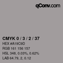 カラーコード: CMYK 0 / 3 / 2 / 37 | qconv.com