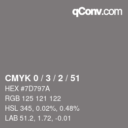 Color code: CMYK 0 / 3 / 2 / 51 | qconv.com