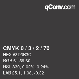 颜色代码: CMYK 0 / 3 / 2 / 76 | qconv.com