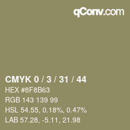 カラーコード: CMYK 0 / 3 / 31 / 44 | qconv.com