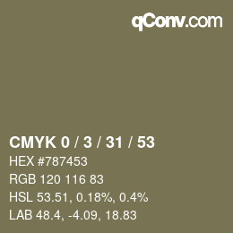 カラーコード: CMYK 0 / 3 / 31 / 53 | qconv.com