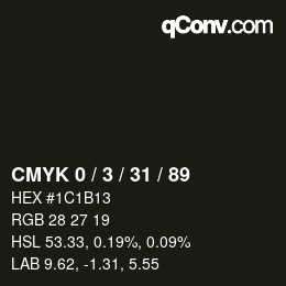Color code: CMYK 0 / 3 / 31 / 89 | qconv.com