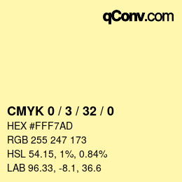 颜色代码: CMYK 0 / 3 / 32 / 0 | qconv.com