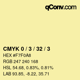 カラーコード: CMYK 0 / 3 / 32 / 3 | qconv.com