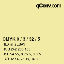 Farbcode: CMYK 0 / 3 / 32 / 5 | qconv.com