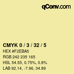 カラーコード: CMYK 0 / 3 / 32 / 5 | qconv.com