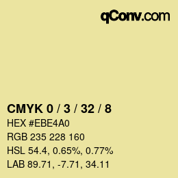 カラーコード: CMYK 0 / 3 / 32 / 8 | qconv.com