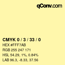 Color code: CMYK 0 / 3 / 33 / 0 | qconv.com