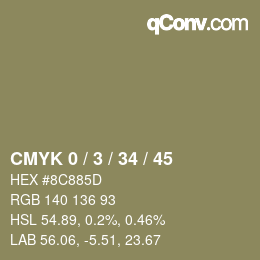 カラーコード: CMYK 0 / 3 / 34 / 45 | qconv.com