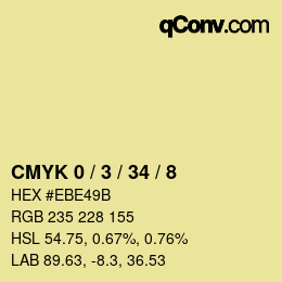 カラーコード: CMYK 0 / 3 / 34 / 8 | qconv.com