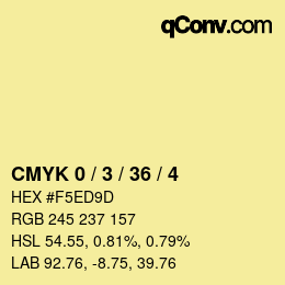 カラーコード: CMYK 0 / 3 / 36 / 4 | qconv.com