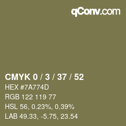 Farbcode: CMYK 0 / 3 / 37 / 52 | qconv.com