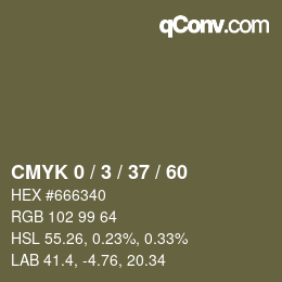 カラーコード: CMYK 0 / 3 / 37 / 60 | qconv.com