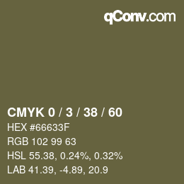 カラーコード: CMYK 0 / 3 / 38 / 60 | qconv.com