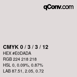 カラーコード: CMYK 0 / 3 / 3 / 12 | qconv.com