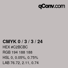 カラーコード: CMYK 0 / 3 / 3 / 24 | qconv.com