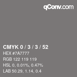 颜色代码: CMYK 0 / 3 / 3 / 52 | qconv.com