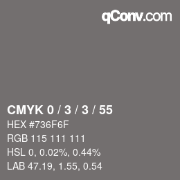 カラーコード: CMYK 0 / 3 / 3 / 55 | qconv.com