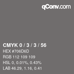 Color code: CMYK 0 / 3 / 3 / 56 | qconv.com