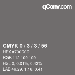 カラーコード: CMYK 0 / 3 / 3 / 56 | qconv.com