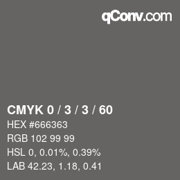 カラーコード: CMYK 0 / 3 / 3 / 60 | qconv.com