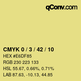 カラーコード: CMYK 0 / 3 / 42 / 10 | qconv.com