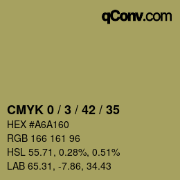 カラーコード: CMYK 0 / 3 / 42 / 35 | qconv.com