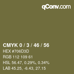 Farbcode: CMYK 0 / 3 / 46 / 56 | qconv.com