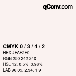 カラーコード: CMYK 0 / 3 / 4 / 2 | qconv.com