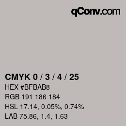 颜色代码: CMYK 0 / 3 / 4 / 25 | qconv.com
