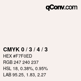 颜色代码: CMYK 0 / 3 / 4 / 3 | qconv.com