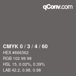 颜色代码: CMYK 0 / 3 / 4 / 60 | qconv.com