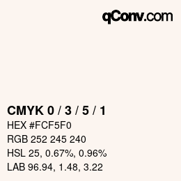 颜色代码: CMYK 0 / 3 / 5 / 1 | qconv.com