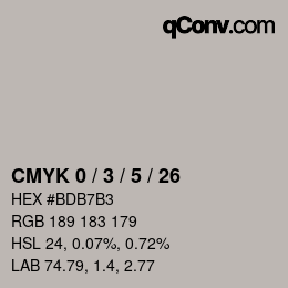 カラーコード: CMYK 0 / 3 / 5 / 26 | qconv.com